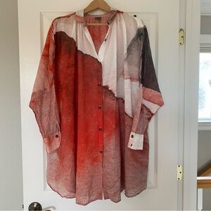 Crea Concept Button-down Relaxed Artsy Oversized Top Size 38 100% Cotton